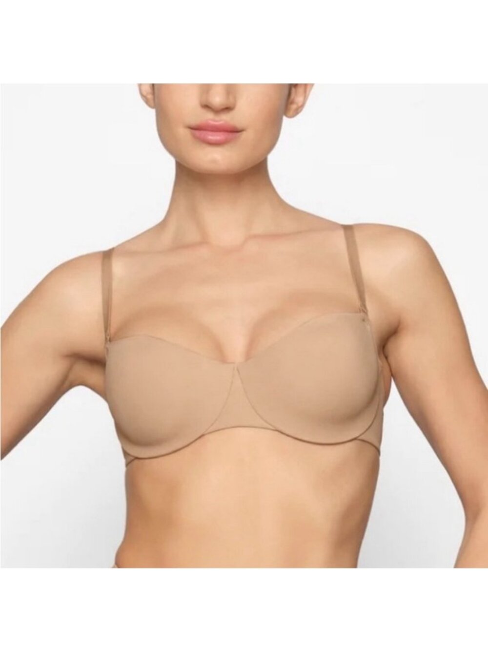 $60 NWT SKIMS SMOOTHING INTIMATES UNLINED STRAPLESS BRA CLAY - 36DDDD